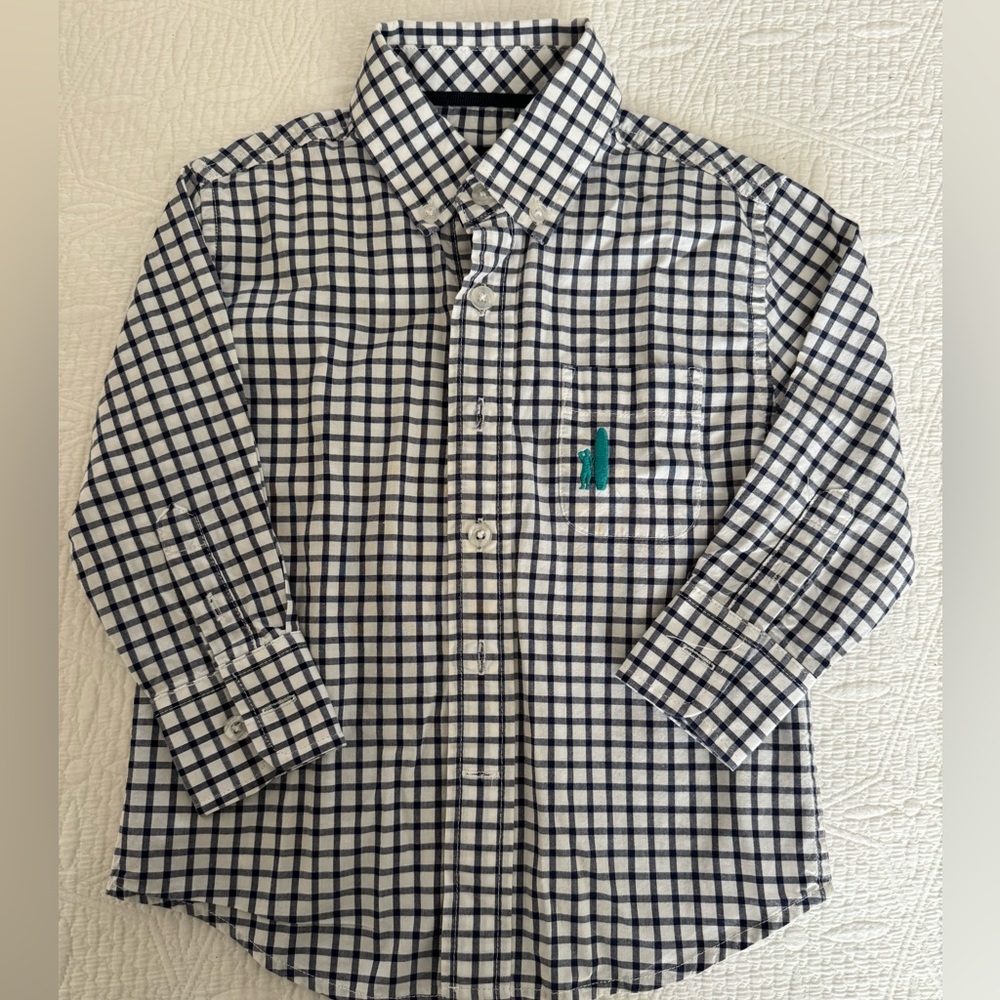Johnnie-O Long sleeve blue and white checked shirt size 2
